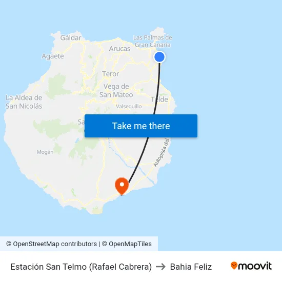 Estación San Telmo (Rafael Cabrera) to Bahia Feliz map