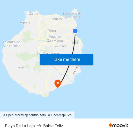Playa De La Laja to Bahia Feliz map