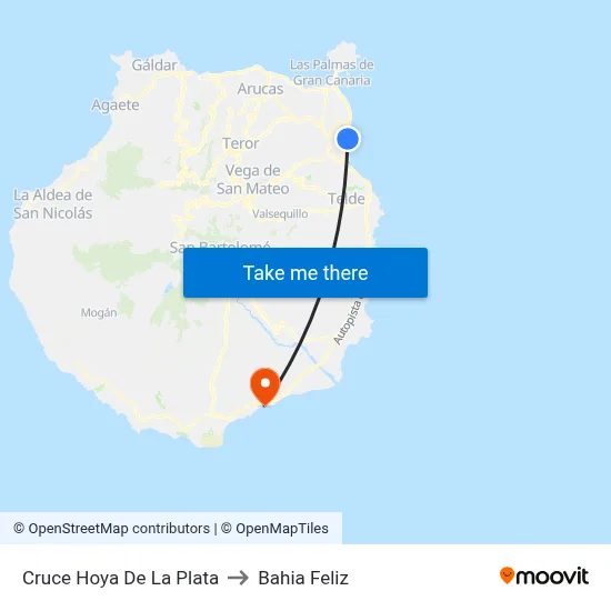 Cruce Hoya De La Plata to Bahia Feliz map