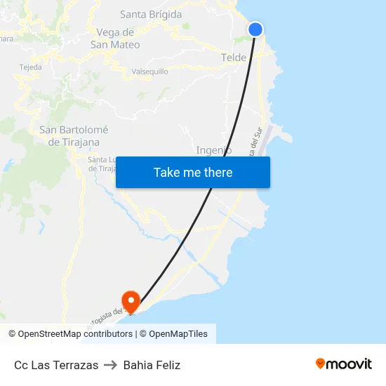 Cc Las Terrazas to Bahia Feliz map