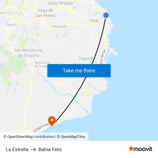 La Estrella to Bahia Feliz map