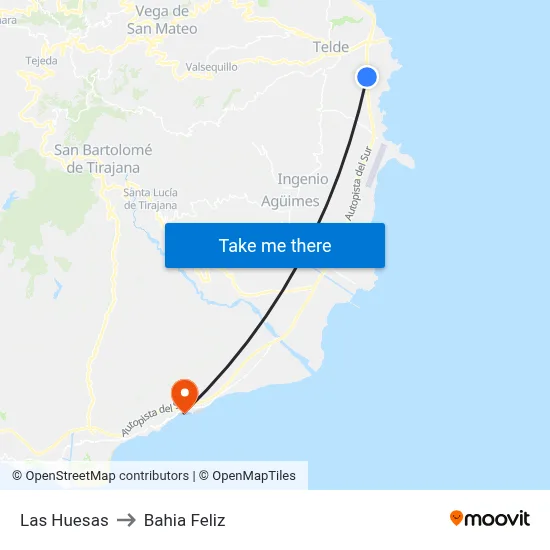 Las Huesas to Bahia Feliz map