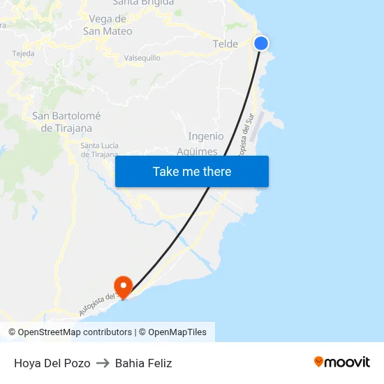Hoya Del Pozo to Bahia Feliz map