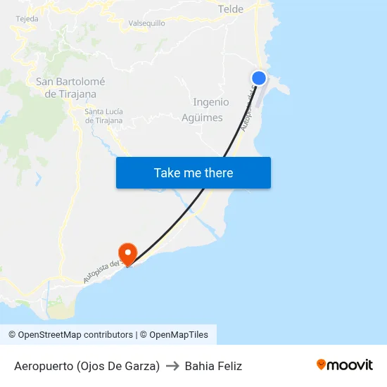 Aeropuerto (Ojos De Garza) to Bahia Feliz map