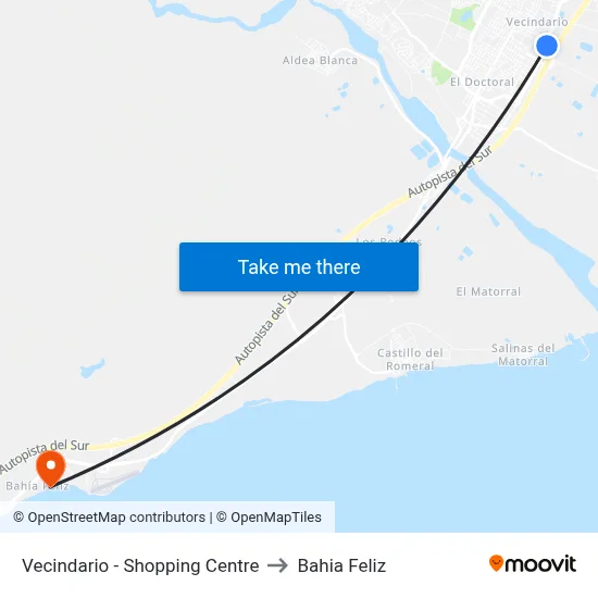 Vecindario - Shopping Centre to Bahia Feliz map