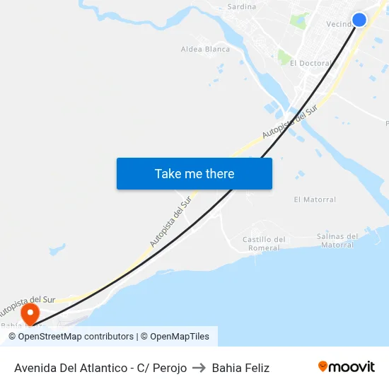 Avenida Del Atlantico - C/ Perojo to Bahia Feliz map
