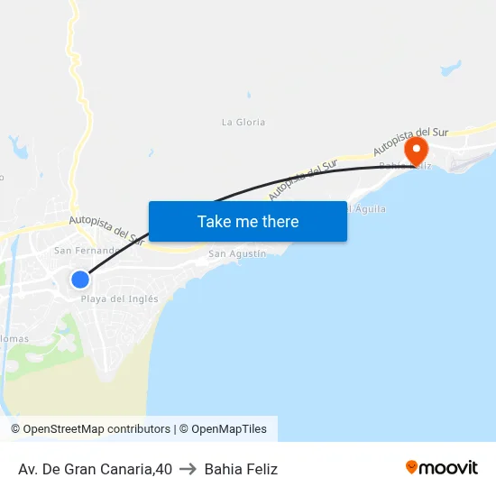 Av. De Gran Canaria,40 to Bahia Feliz map