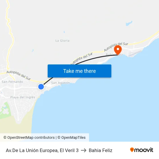 Av.De La Unión Europea, El Veril 3 to Bahia Feliz map