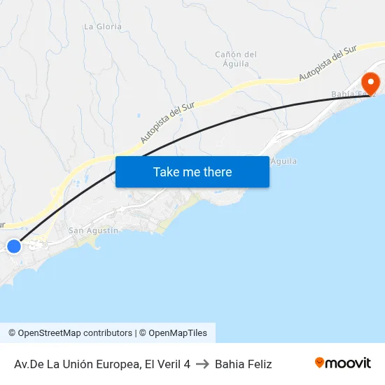 Av.De La Unión Europea, El Veril 4 to Bahia Feliz map