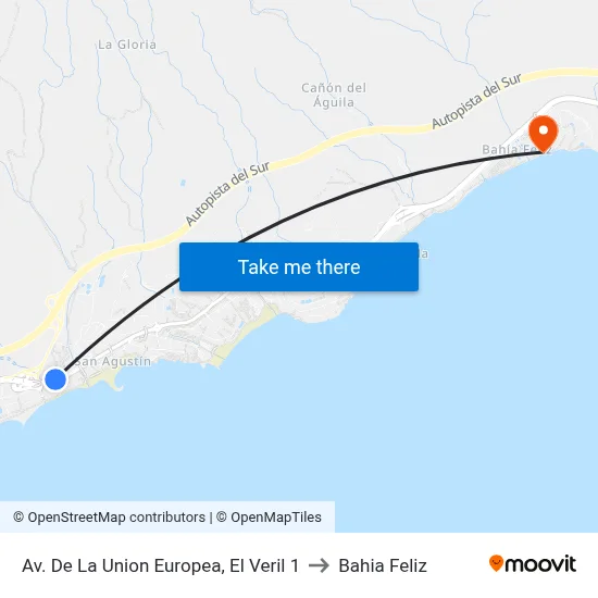 Av. De La Union Europea, El Veril 1 to Bahia Feliz map