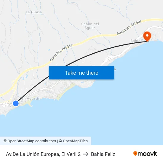 Av.De La Unión Europea, El Veril 2 to Bahia Feliz map