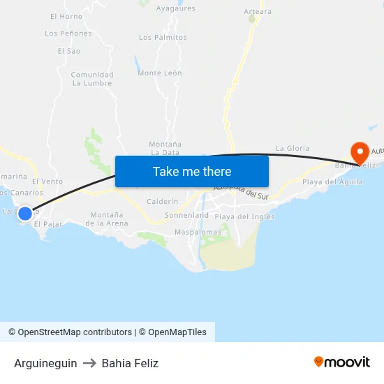 Arguineguin to Bahia Feliz map