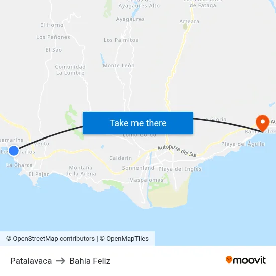 Patalavaca to Bahia Feliz map