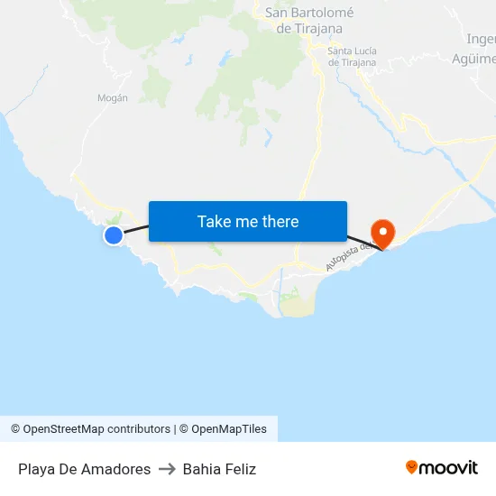 Playa De Amadores to Bahia Feliz map