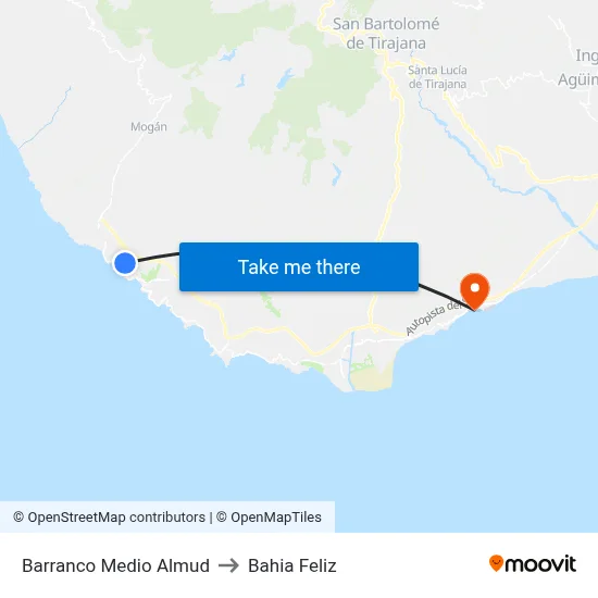 Barranco Medio Almud to Bahia Feliz map