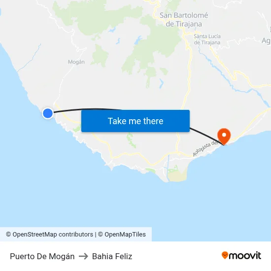 Puerto De Mogán to Bahia Feliz map
