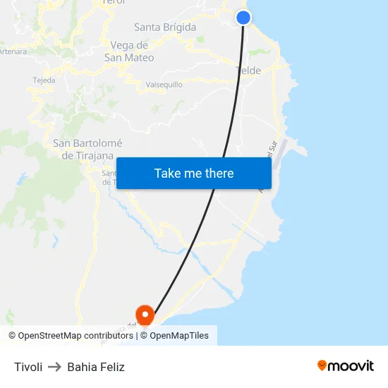 Tivoli to Bahia Feliz map