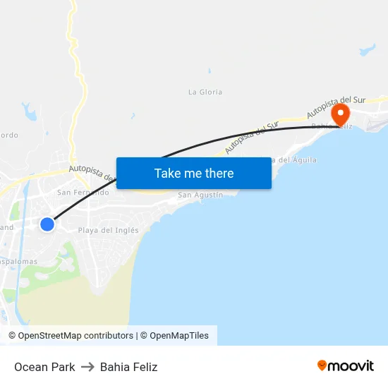 Ocean Park to Bahia Feliz map