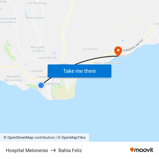 Hospital Meloneras to Bahia Feliz map
