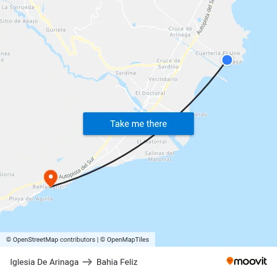 Iglesia De Arinaga to Bahia Feliz map