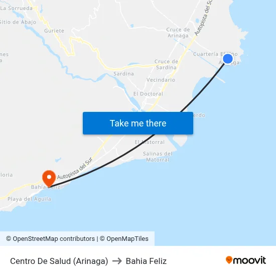 Centro De Salud (Arinaga) to Bahia Feliz map