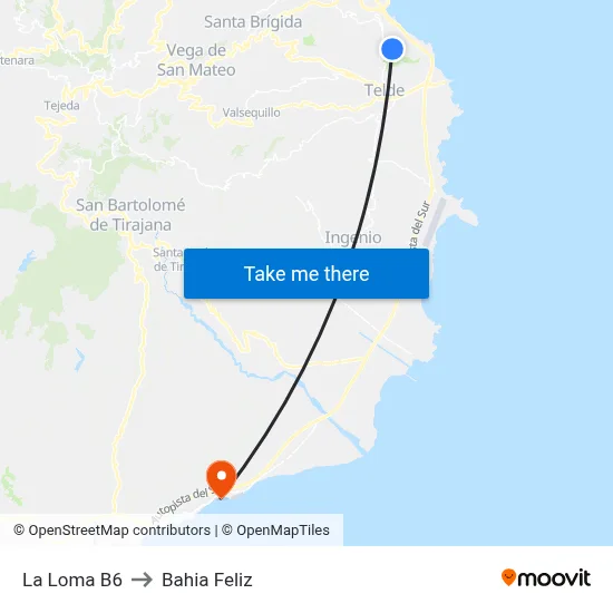 La Loma B6 to Bahia Feliz map