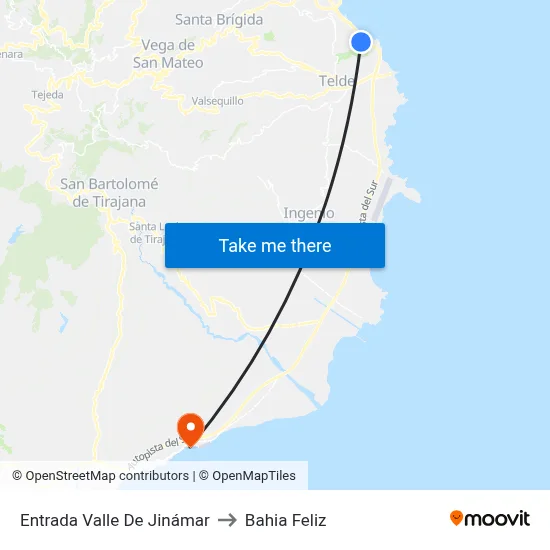 Entrada Valle De Jinámar to Bahia Feliz map