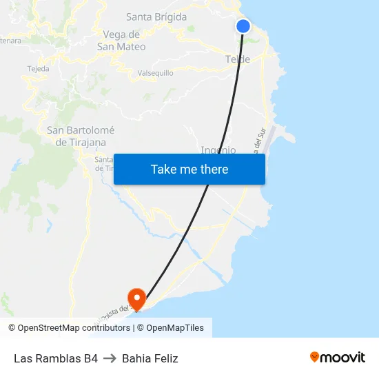Las Ramblas B4 to Bahia Feliz map