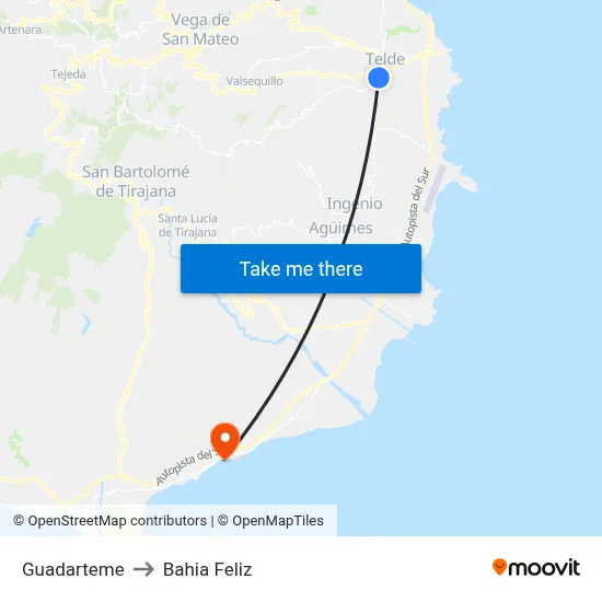 Guadarteme to Bahia Feliz map