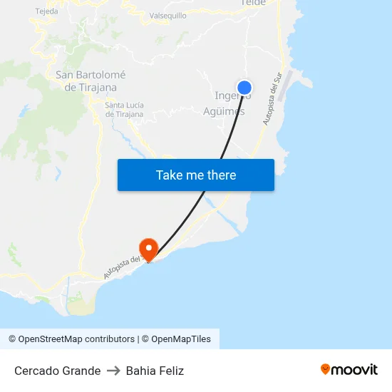 Cercado Grande to Bahia Feliz map