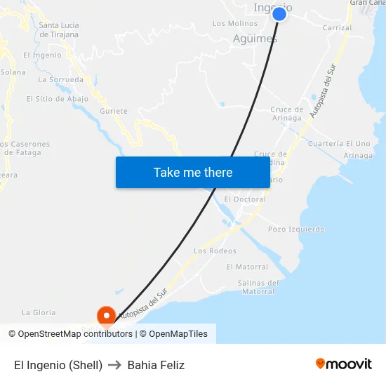 El Ingenio (Shell) to Bahia Feliz map