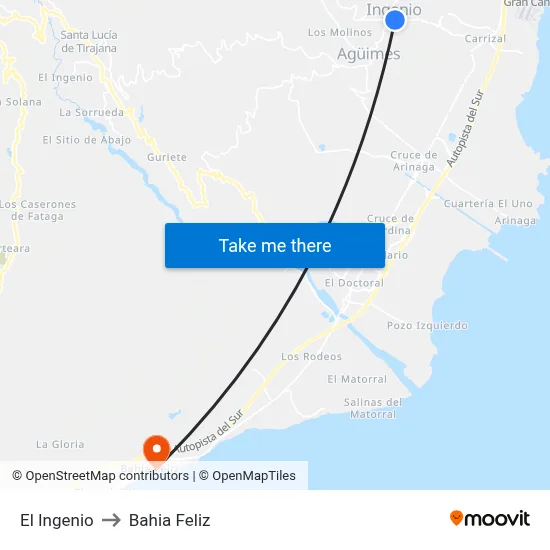 El Ingenio to Bahia Feliz map