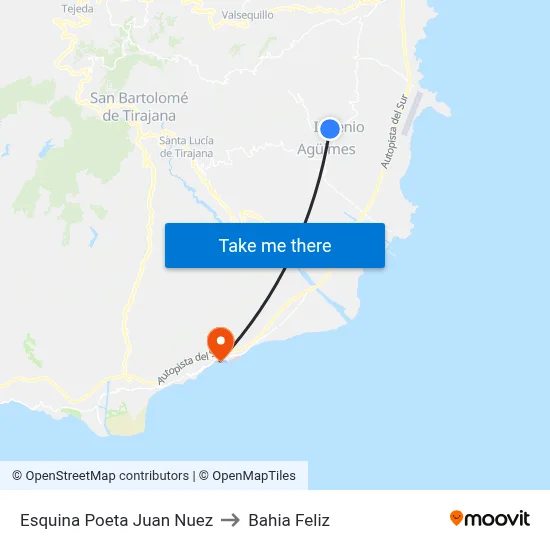 Esquina Poeta Juan  Nuez to Bahia Feliz map