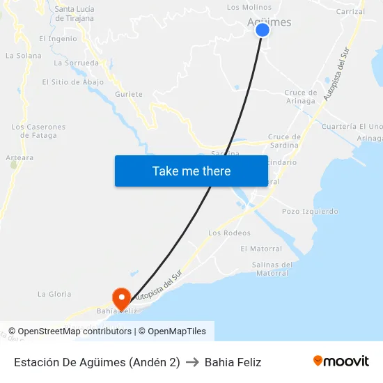 Estación De Agüimes (Andén 2) to Bahia Feliz map