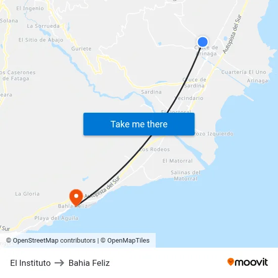 El Instituto to Bahia Feliz map