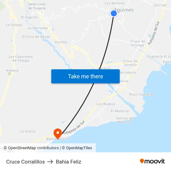 Cruce Corralillos to Bahia Feliz map