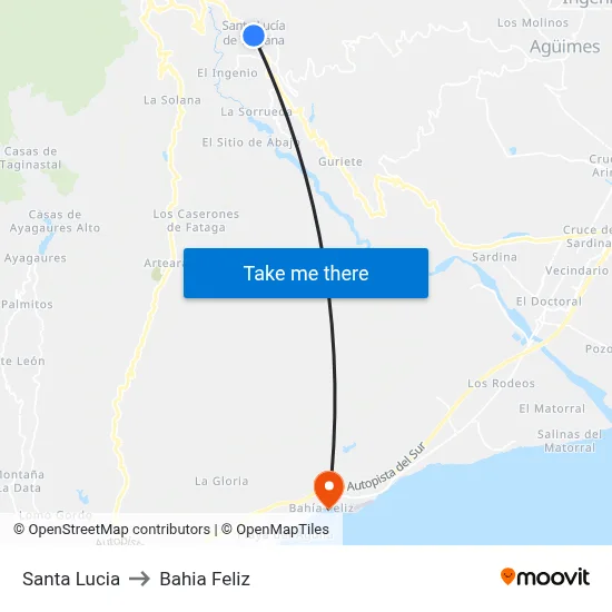Santa Lucia to Bahia Feliz map