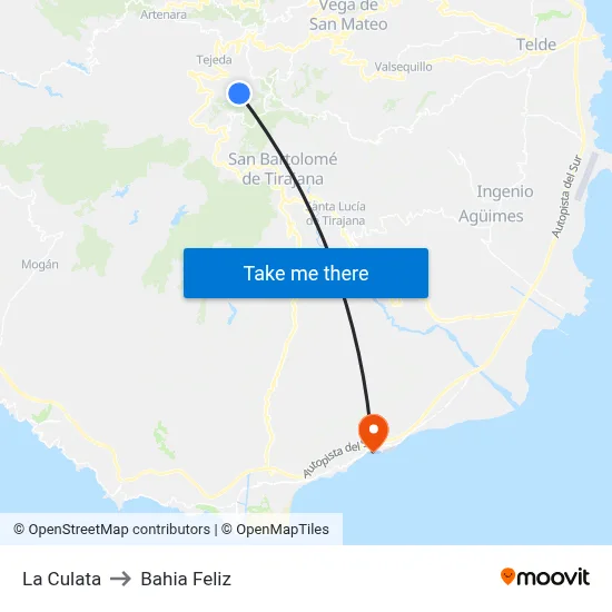 La Culata to Bahia Feliz map