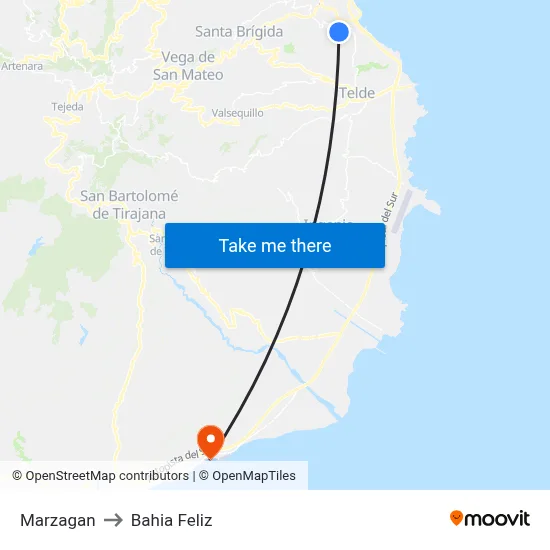 Marzagan to Bahia Feliz map