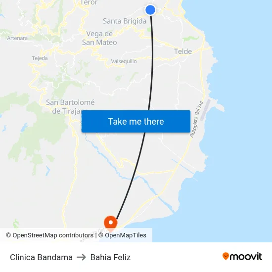 Clinica Bandama to Bahia Feliz map