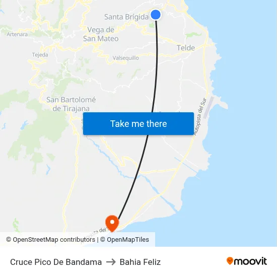 Cruce Pico De Bandama to Bahia Feliz map