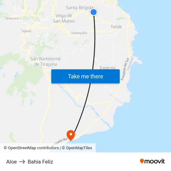Aloe to Bahia Feliz map