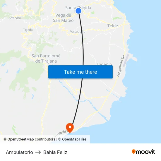 Ambulatorio to Bahia Feliz map