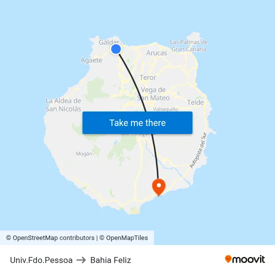 Univ.Fdo.Pessoa to Bahia Feliz map