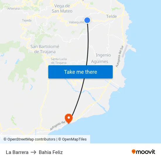 La Barrera to Bahia Feliz map