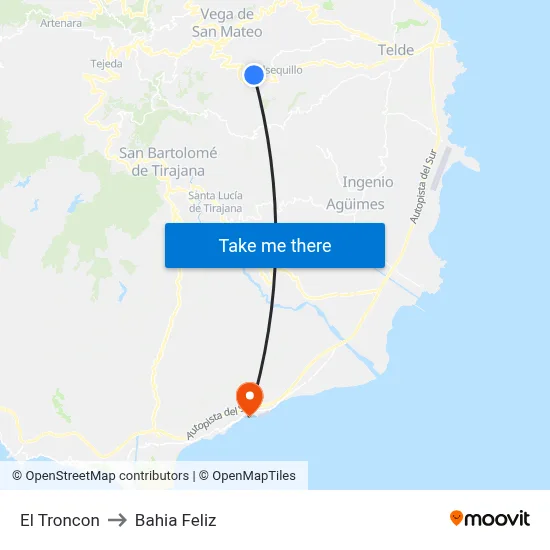 El Troncon to Bahia Feliz map