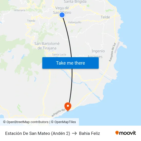 Estación De San Mateo (Andén 2) to Bahia Feliz map