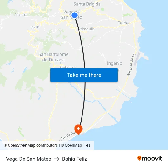 Vega De San Mateo to Bahia Feliz map