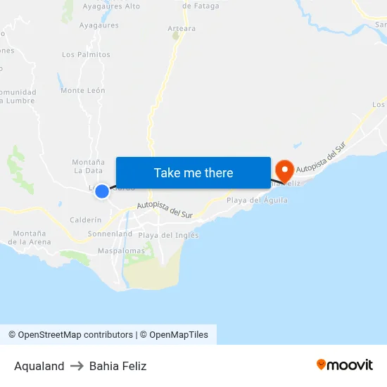 Aqualand to Bahia Feliz map