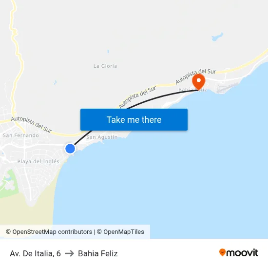 Av. De Italia, 6 to Bahia Feliz map